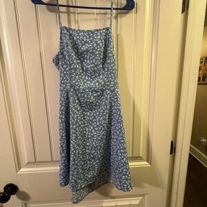 Blue Floral Spaghetti Strap Dress
